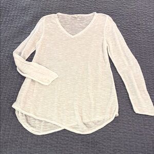 Eileen Fisher White V-Neck Long Sleeve Top